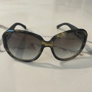 CHANEL Green Oversize Frame and Denim CC Sunglasses